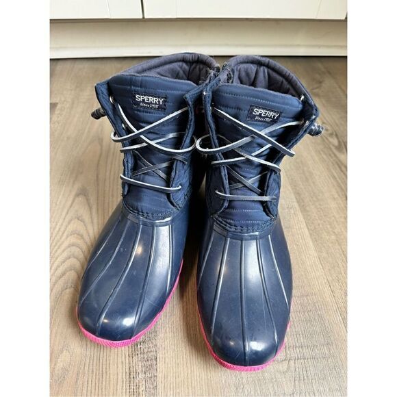 Sperry Girls Saltwater Rain Boot Navy Size 6M Big Kids Rubber Outdoors - Picture 6 of 10